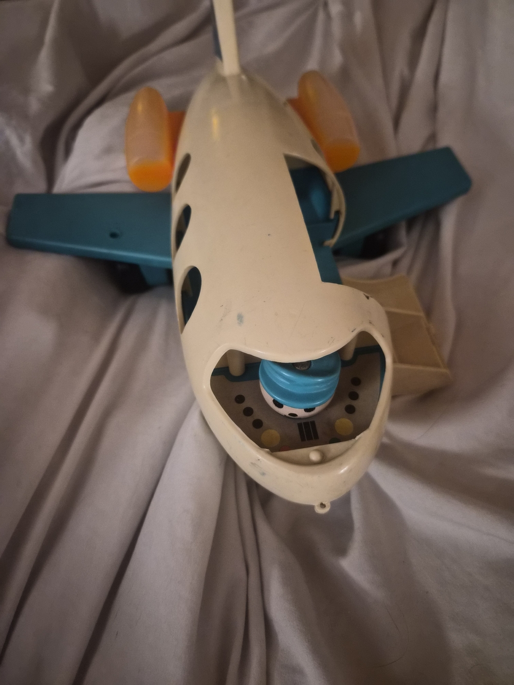 Vintage Fisher Price Airplane Jet Toy 1970s Little People Pilot Plane Made in US
